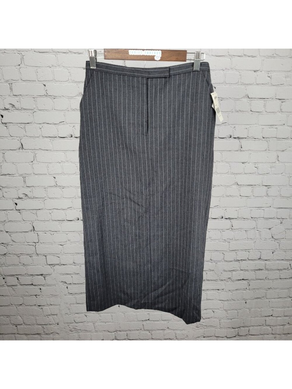 VTG NWT Laura Scott Gunmetal Grey Wool Blend Pinstriped Lined Skirt Size 6P